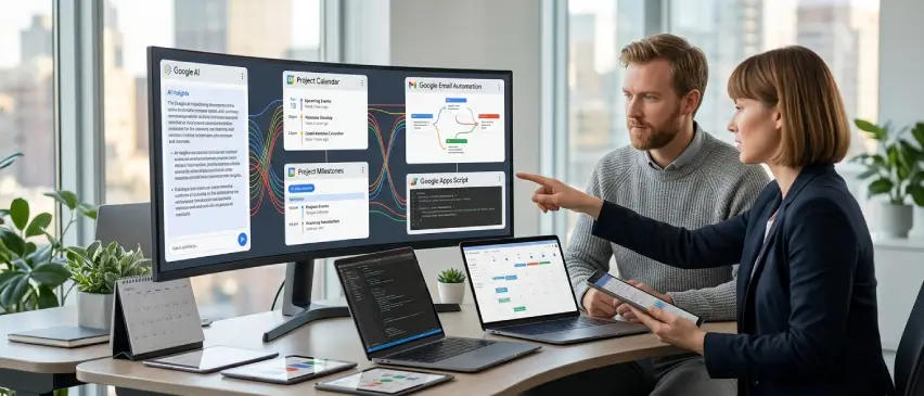 Google Workspace and AI automation dashboard