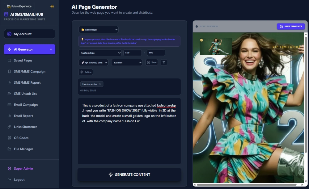 AI-generated landing page preview